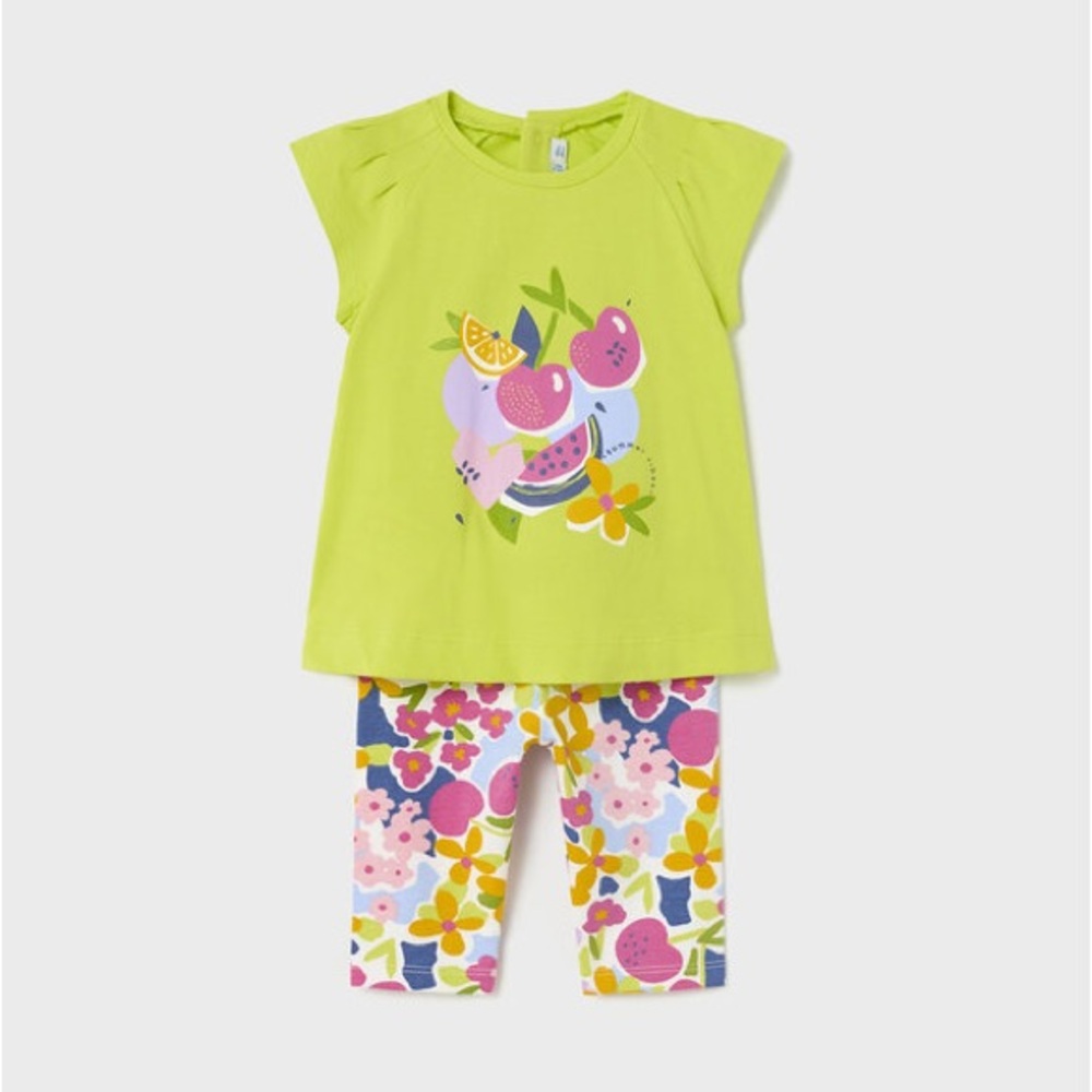Mayoral Green and Colorful Fruit Pajama Set
